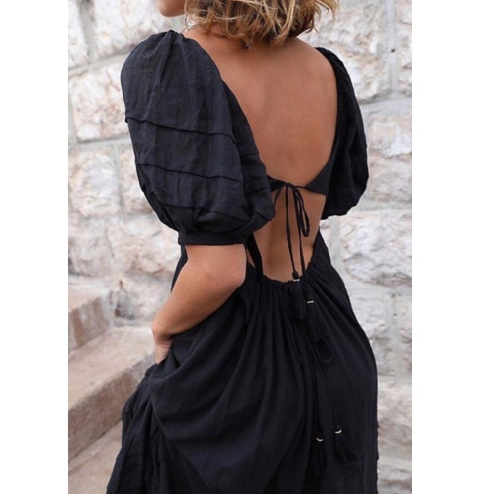 Free People Let Be Friend Puff sleeve Midi dress